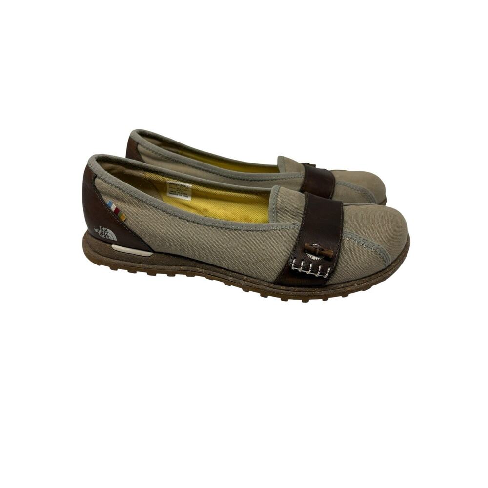 North Face Women's Tan Canvas & Leather Slip On Shoes US 8.5 EU 39.5